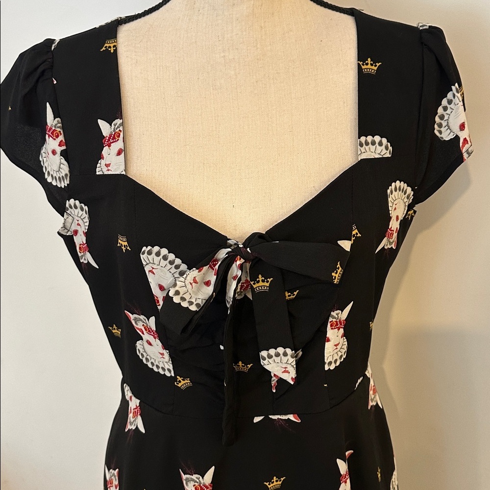 Revival Black Queen of Hearts Rabbit Women's Skater Style Dress M - Picture 2 of 7